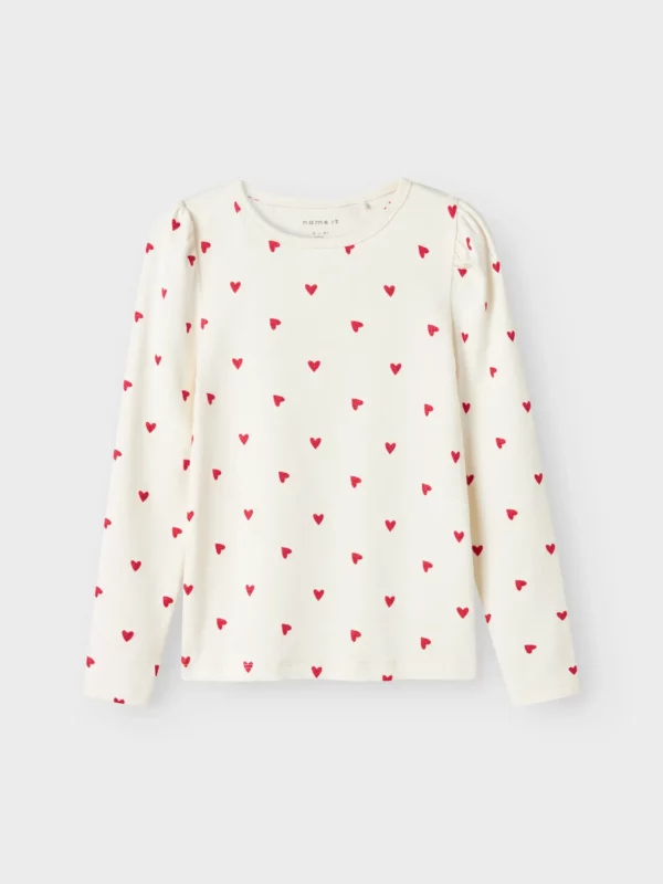 Name It- Langarmshirt - Hearts - Cloud Dancer