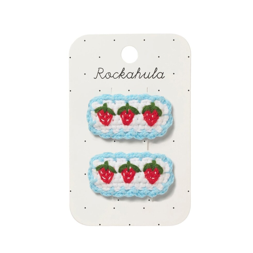 Rockahula - Haarspangen 2 Stück - Crochet Strawberry Frill Clips