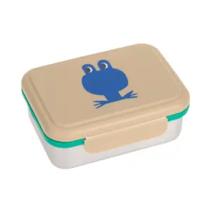 Lässig - Brotdose Kinder - Edelstahl Lunchbox, Happy Trails Frosch