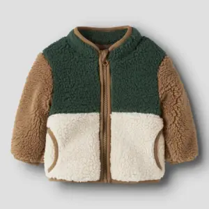 Name It - Teddy Jacke Mini - Color Block - Grün